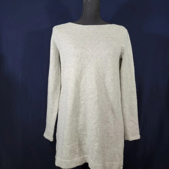 J.Jill Womens S Long Sleeve Knit Tunic Sweater Mature Modest Light Gray Speckled - Picture 1 of 7